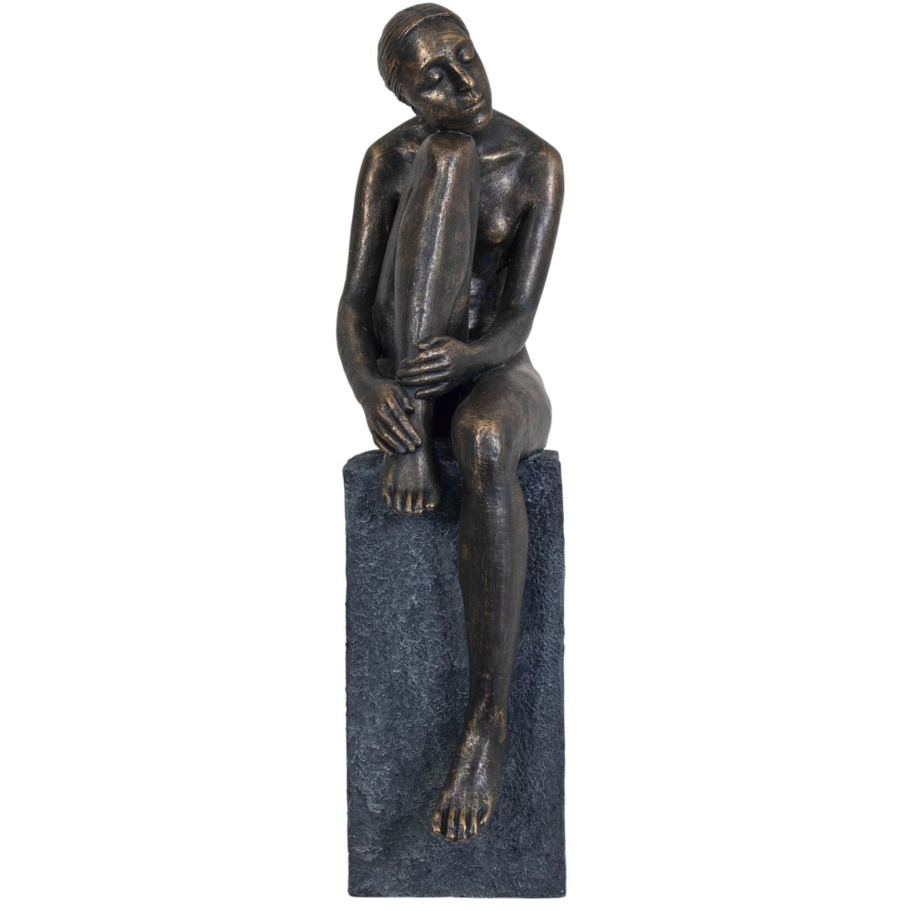 Antique Bronze Thinking Lady Floor Standing XL Sculpture